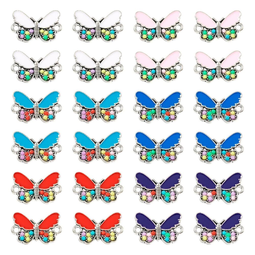 1940 36 Pcs Butterfly Charms for Jewelry Making,Alloy Enamel Insect